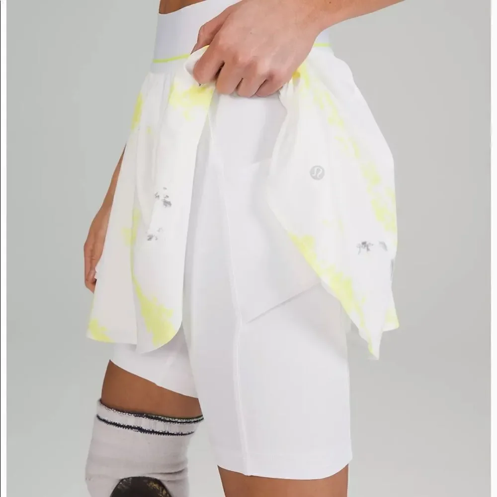 New LULULEMON Court Rival HR High Rise Tennis Athletic Skirt White Yellow Gray 4